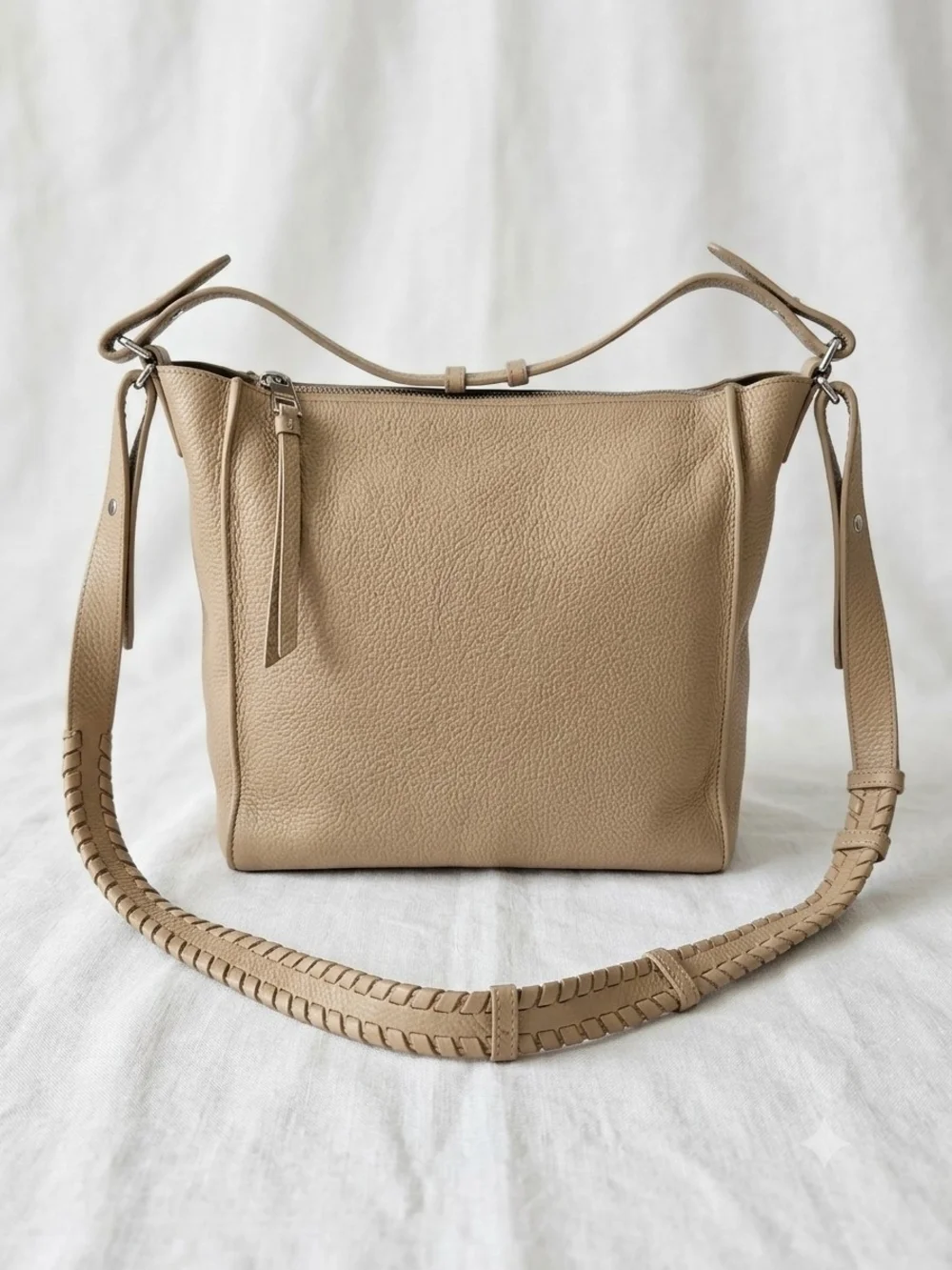 ALLSAINTS Kita Pebbled Leather Whipstitch Crossbody Shoulder Bag NWOT